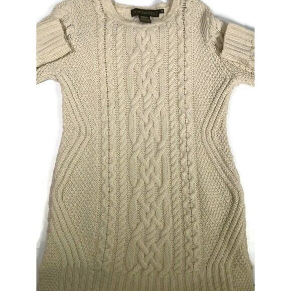 Inis Craft Sweater Fisherman Ivory Cream Cable Knit 100% Wool Ireland Medium - Picture 9 of 11